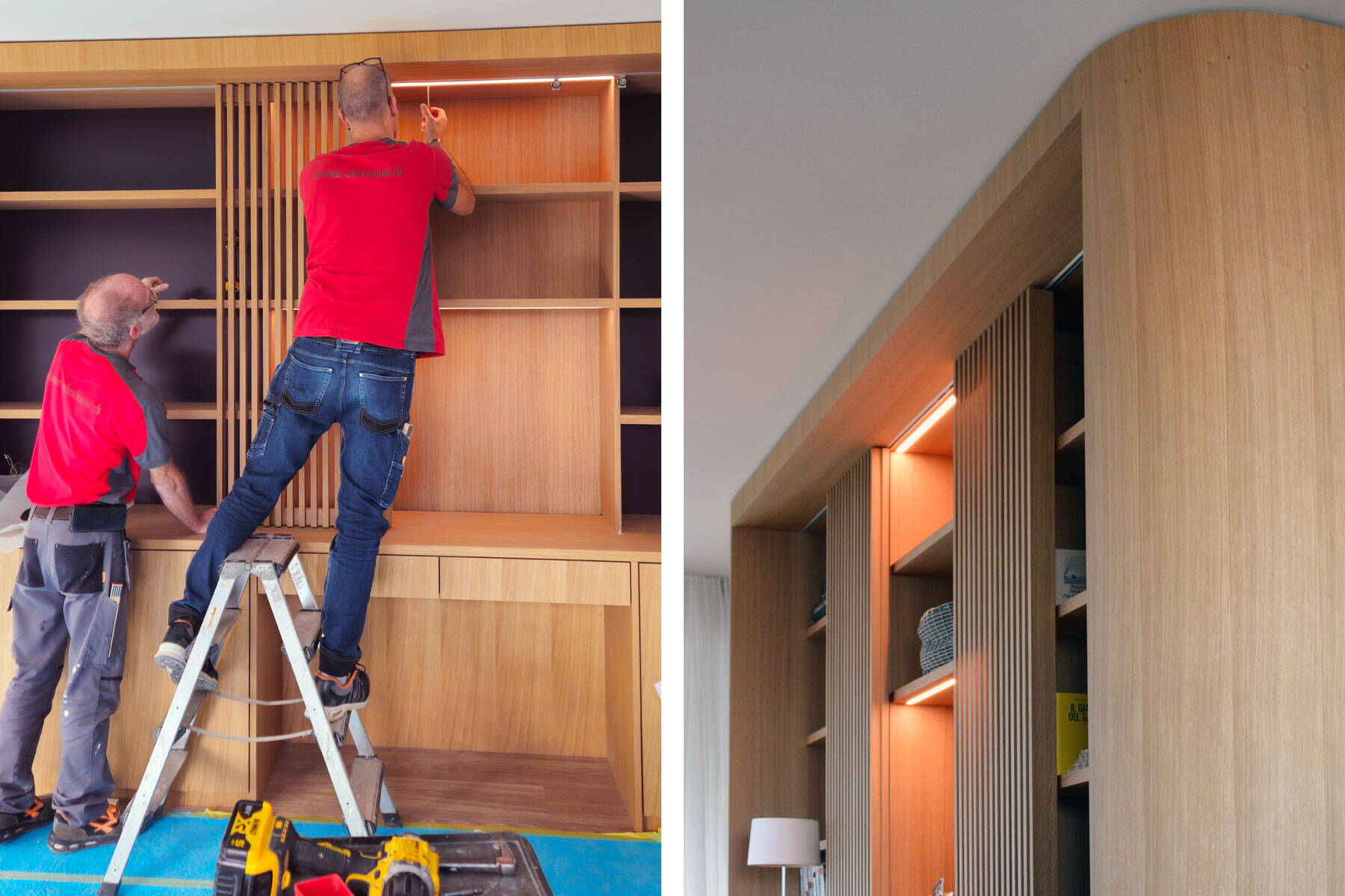 doppelbild_waedenswil_schreiner.jpg Aussenansicht mit Fassade in edlem Grünton.