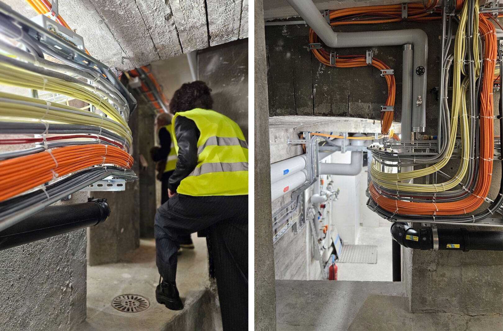 Mehr Fläche für die Sanitäranlagen: Heizung und Elektroanlagen geschickt unter den Bereich der Treppe eingepasst. 